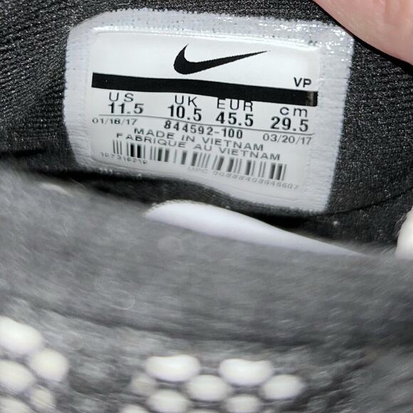 Nike 844592-100 Zoom Devosion Mens Size 11.5 Basketball Shoes White Silver Black